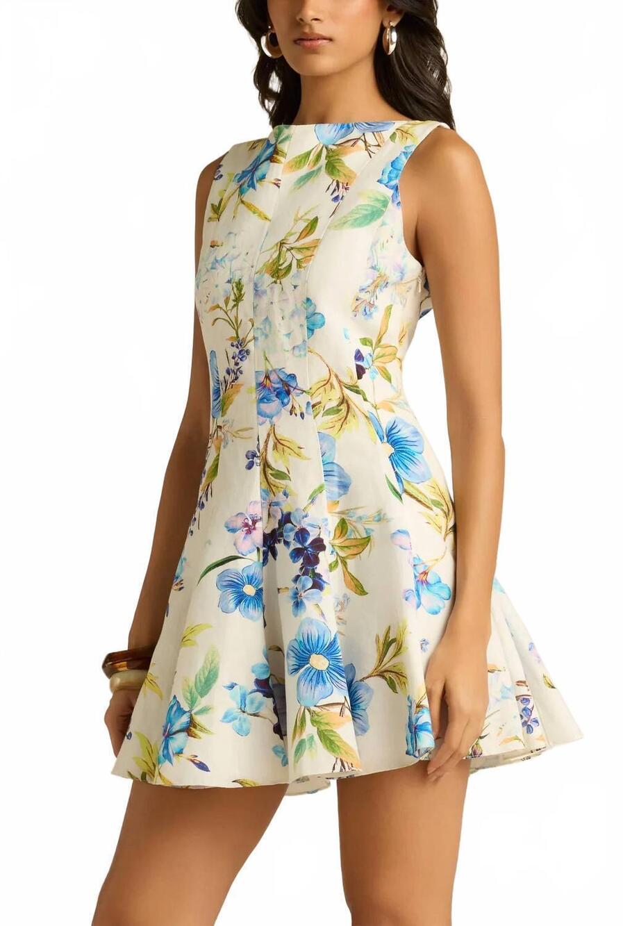 NEW HEMANT & NANDITA skater short dress in ivory
